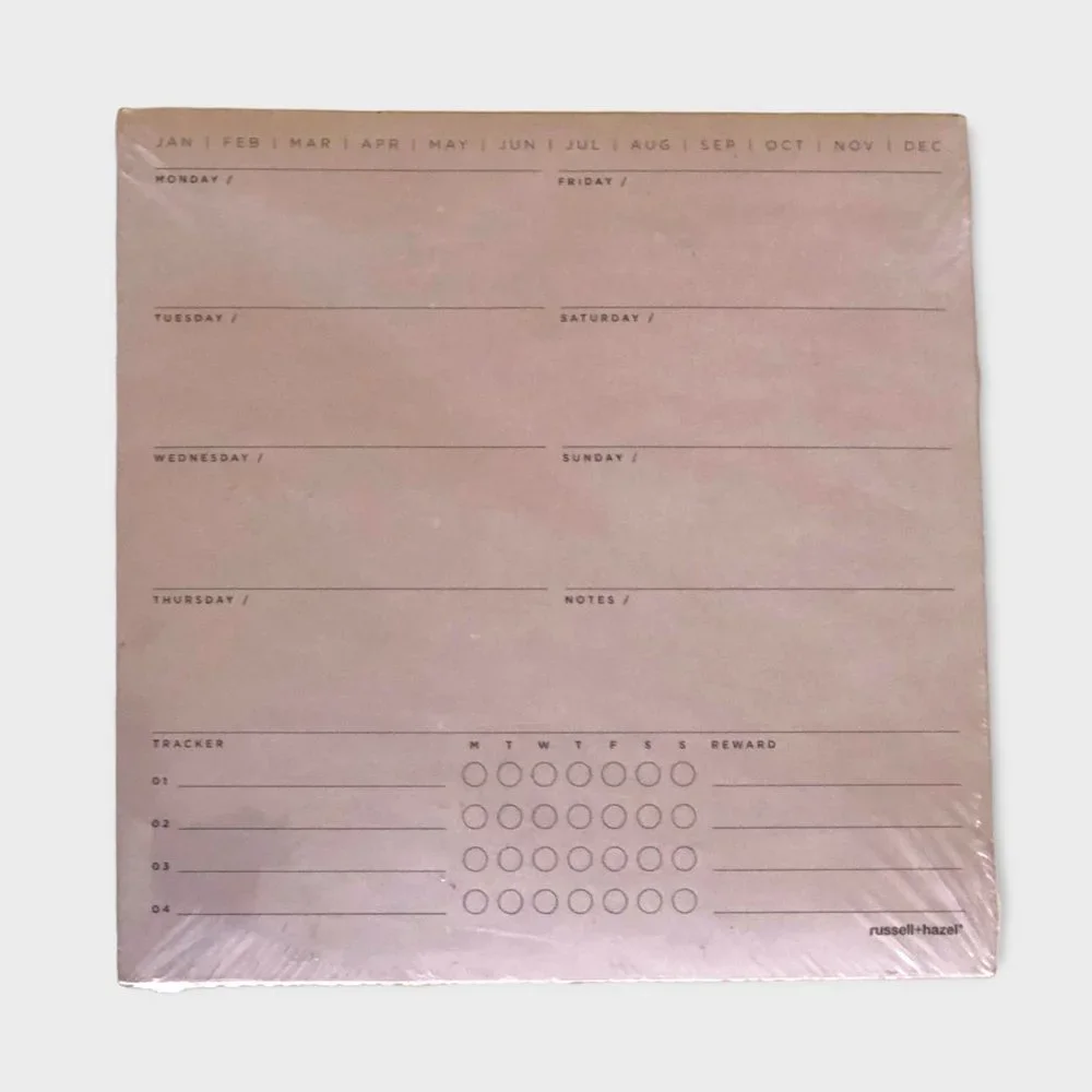 russel and hazel Undated Perpetual Planning Blush weekly planning desktop pad